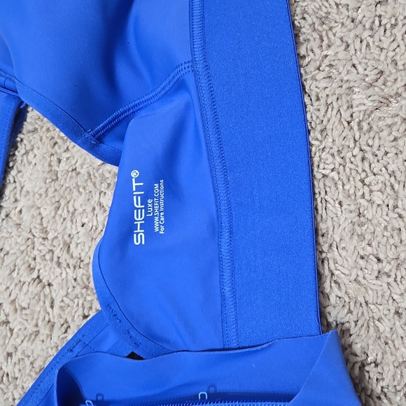 Shefit Blue Sports Bra with Pink Logo - Picture 3 of 3